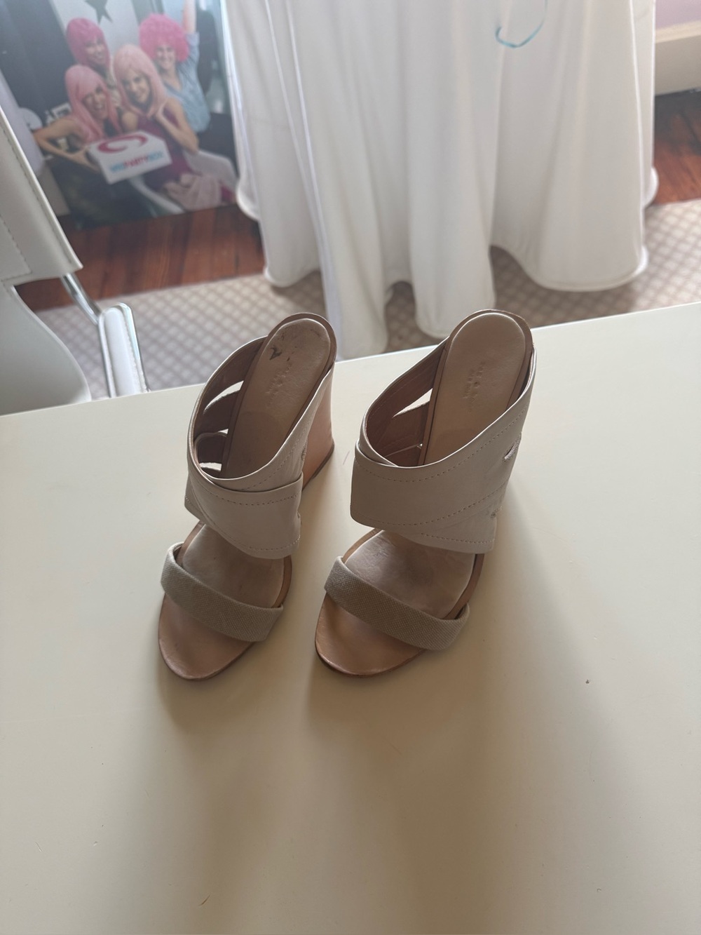 rag & bone Beige/Tan Leather Wedge Sandals